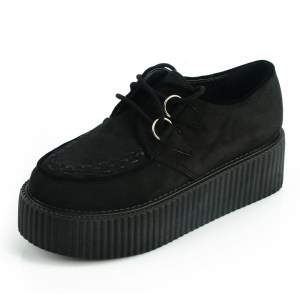 LADIES-LACE-UP-FLAT-DOUBLE-PLATFORM-WOMENS-GOTH-CREEPERS-PUNK-WEDGE-SHOES-FREE-SHIPPING